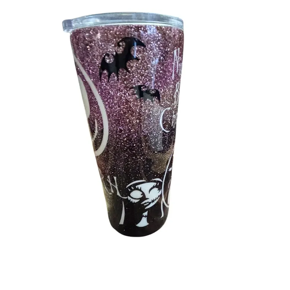 Night Before Christmas Custom Glitter Tumbler MARIAH seems New Signed by Artist